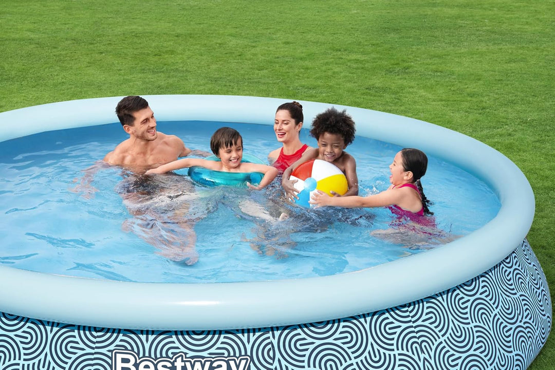 Bestway Fast Set aufblasbares Pool-Set, rund, 396 cm x 396 cm x 84 cm, Grau