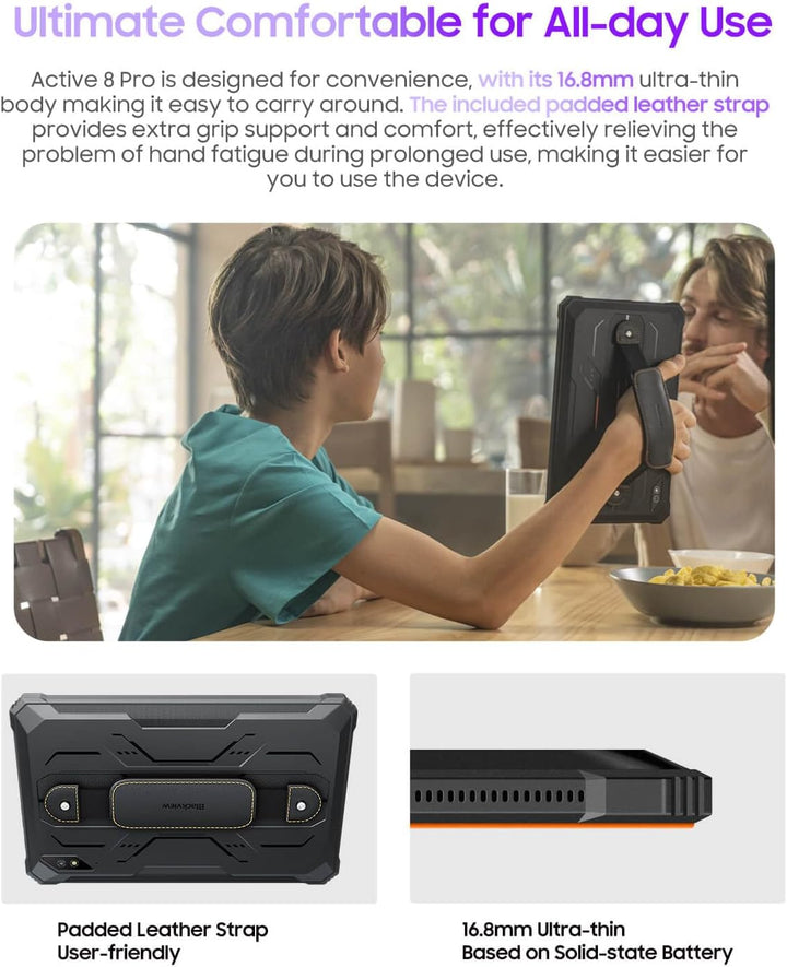 Blackview Active 8 Pro Rugged Tablet 10,36" 2,4K FHD+ 16GB RAM 256GB ROM 48MP Kamera 22000mAh Androi