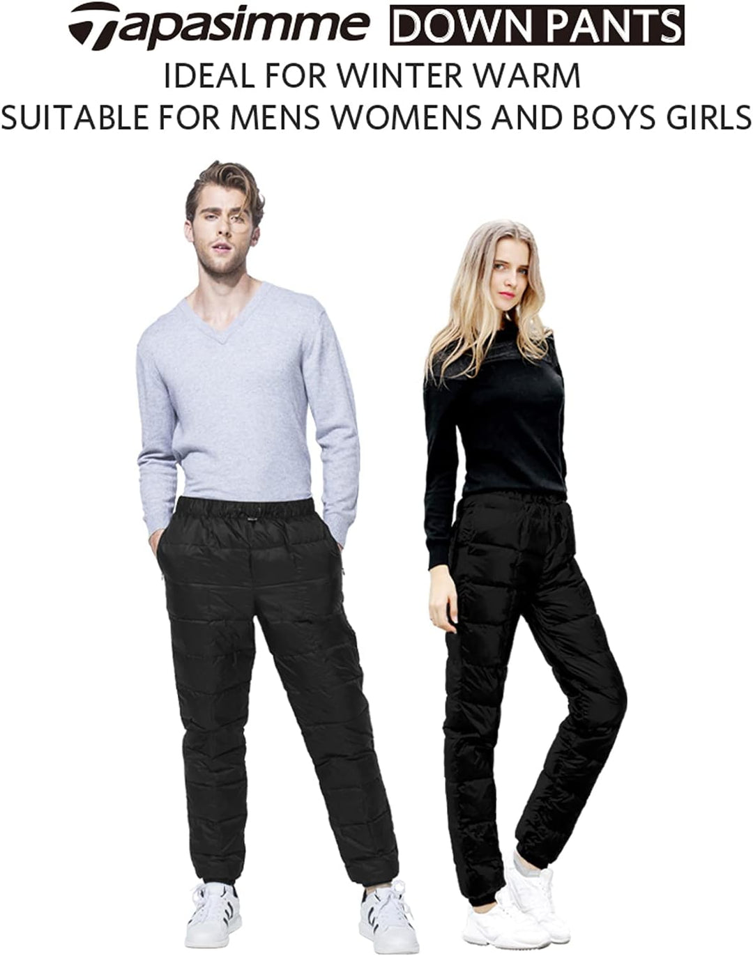 Tapasimme Damen Herren Winter Warme Gänse Daunenhose Ultraleichte Schneehose Kompressions-Daunenhose