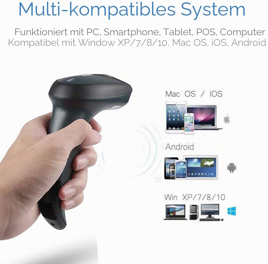 NETUM Wireless Bluetooth Barcode-Scanner Kabellos CCD Bar Code Reader für Android / IOS / Windows XP