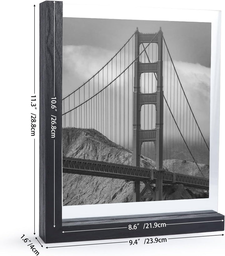 RLAVBL 2er Set Schwarze Bilderrahmen 20x25 cm, Doppelseitiger Glasbilderrahmen mit L-förmigem MDF-So