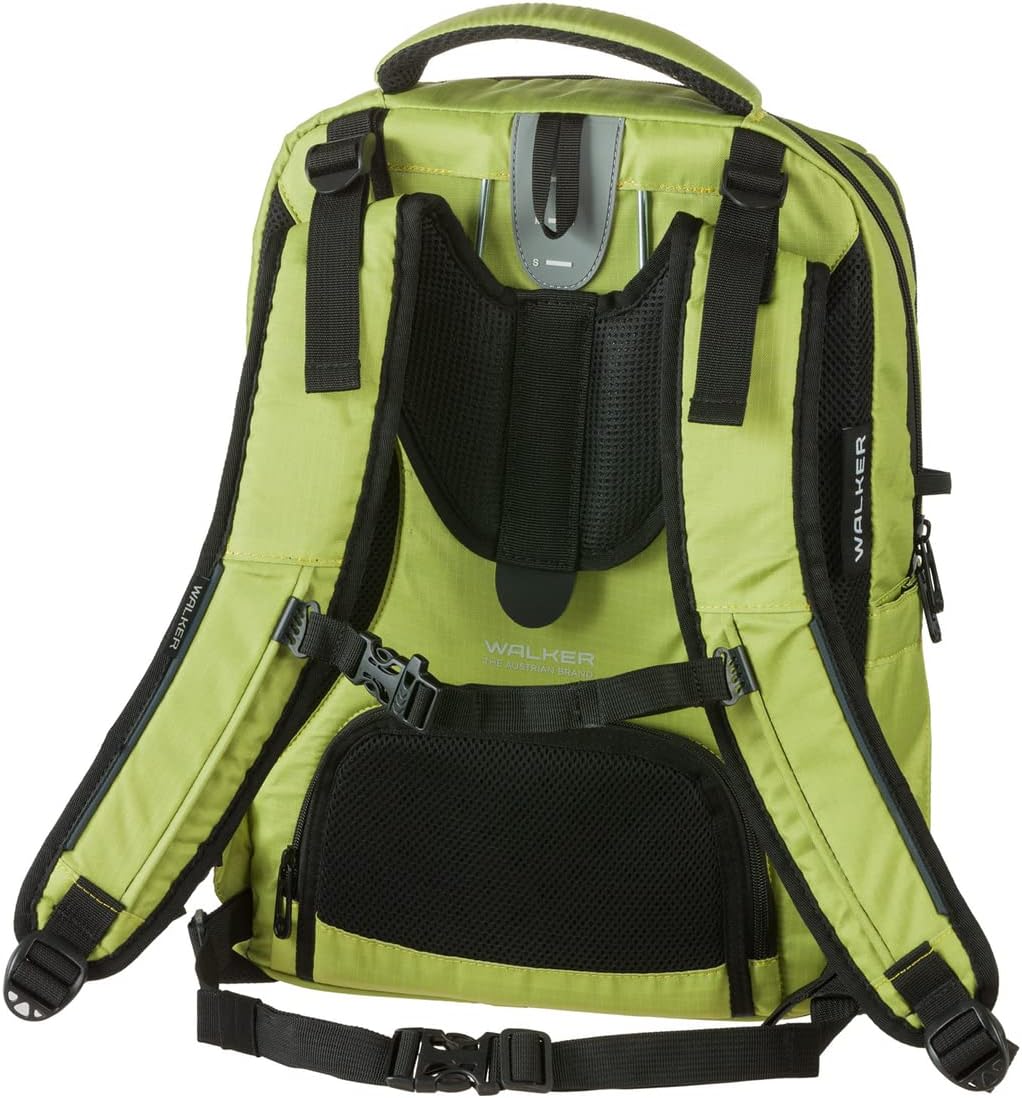 Walker Unisex Kinder Schulrucksack College 2.0 Green Polygon mit 3 Fächern, Reissverschlusstasche, S