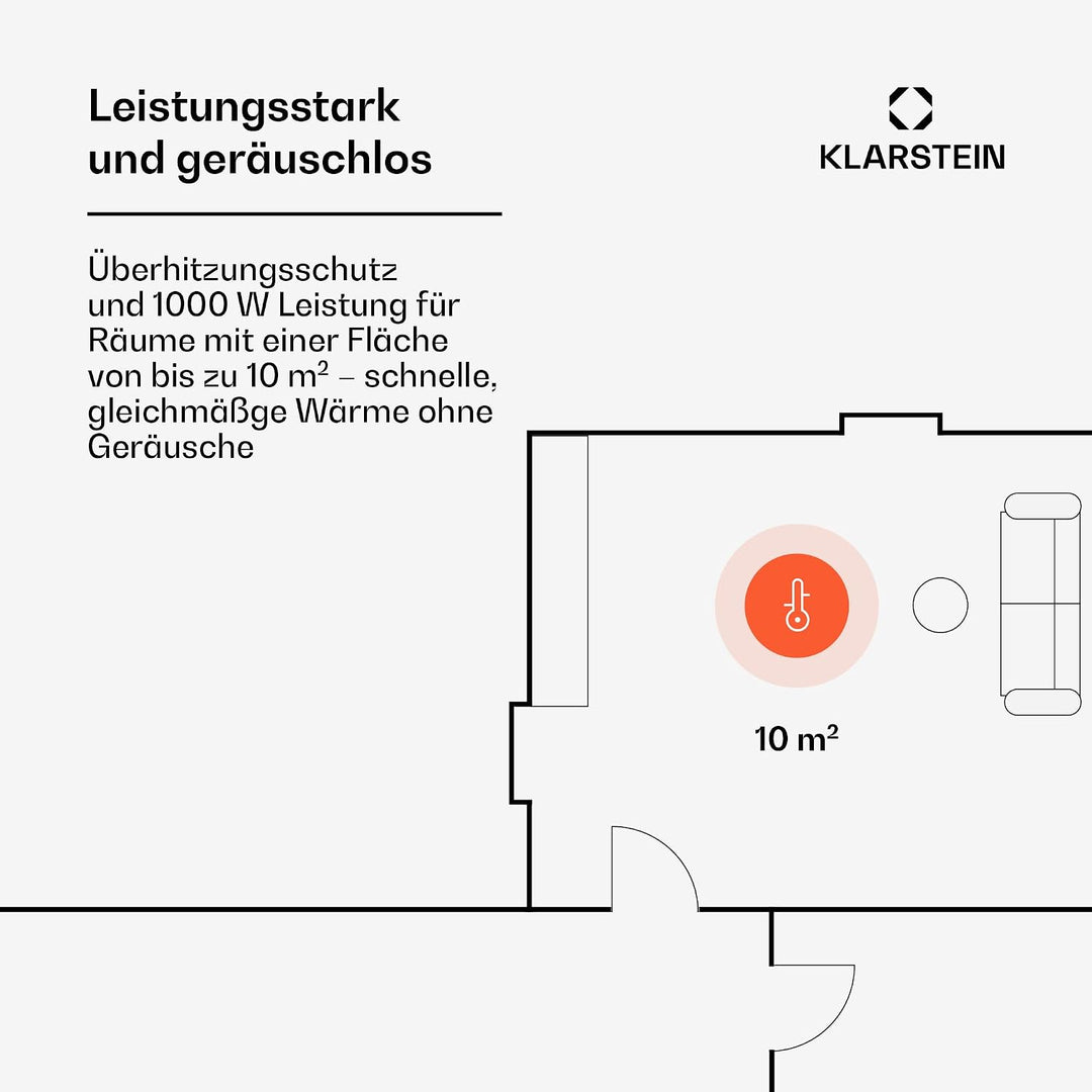 Klarstein Elektroheizung, Konvektor-Heizung mit Bodenrollen, Mobile Elektroheizung Energiesparend, S