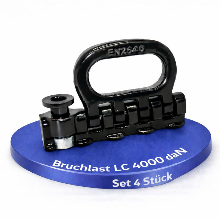 4 Stück | Vierfach Fitting | für Airlineschiene | Endbeschlag | Endfitting | 4000 daN | klappbar