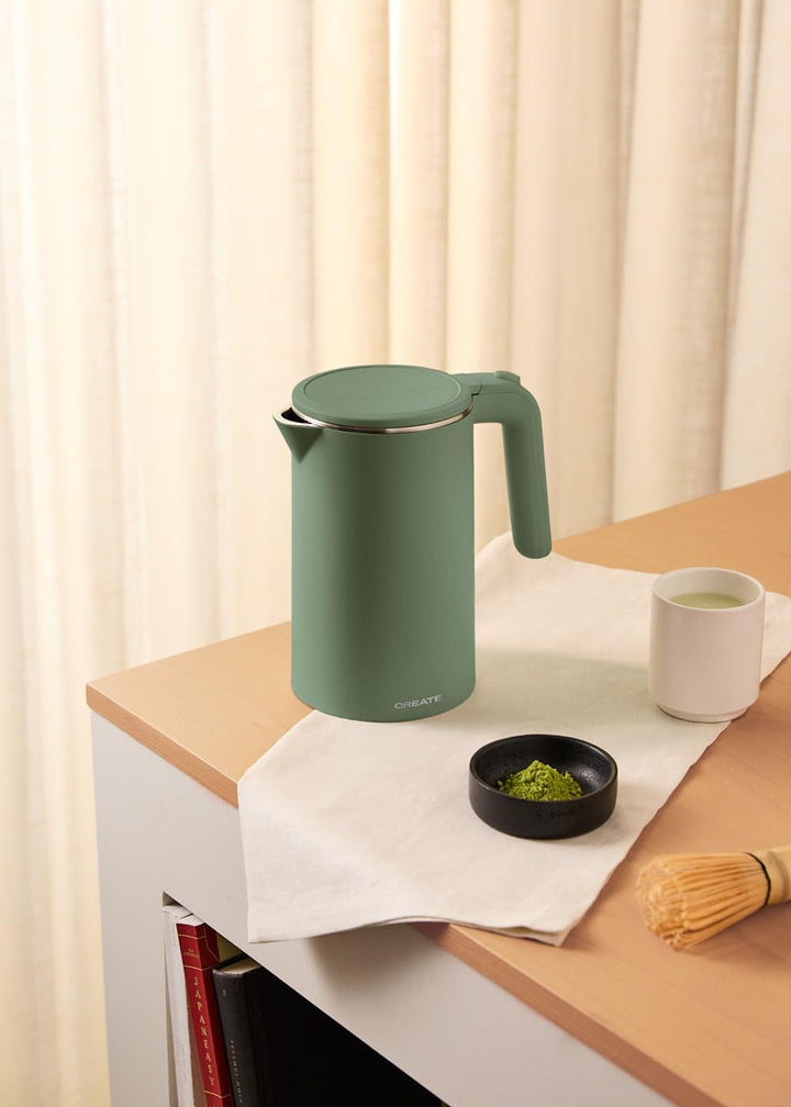 CREATE/KETTLE STUDIO PRO/Elektrischer Wasserkocher 1L Salbeigrün/Temperaturregelung, Warmhaltefunkti
