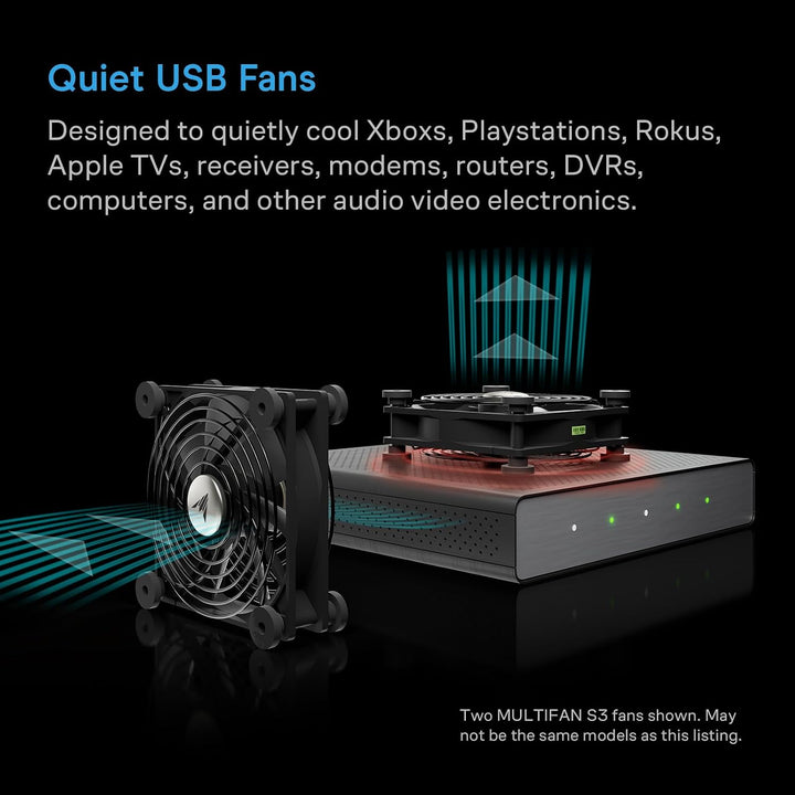 AC Infinity MULTIFAN S1, Leiser 80mm USB Lüfter für Receiver DVR PlayStation Xbox Computer Schrank K
