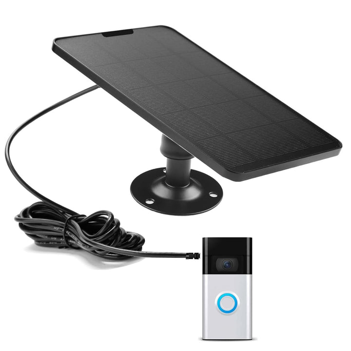 Solar-Ladegerät für Ring, Video-Türklingel (2. Generation – Version 2020) Schwarz, Schwarz