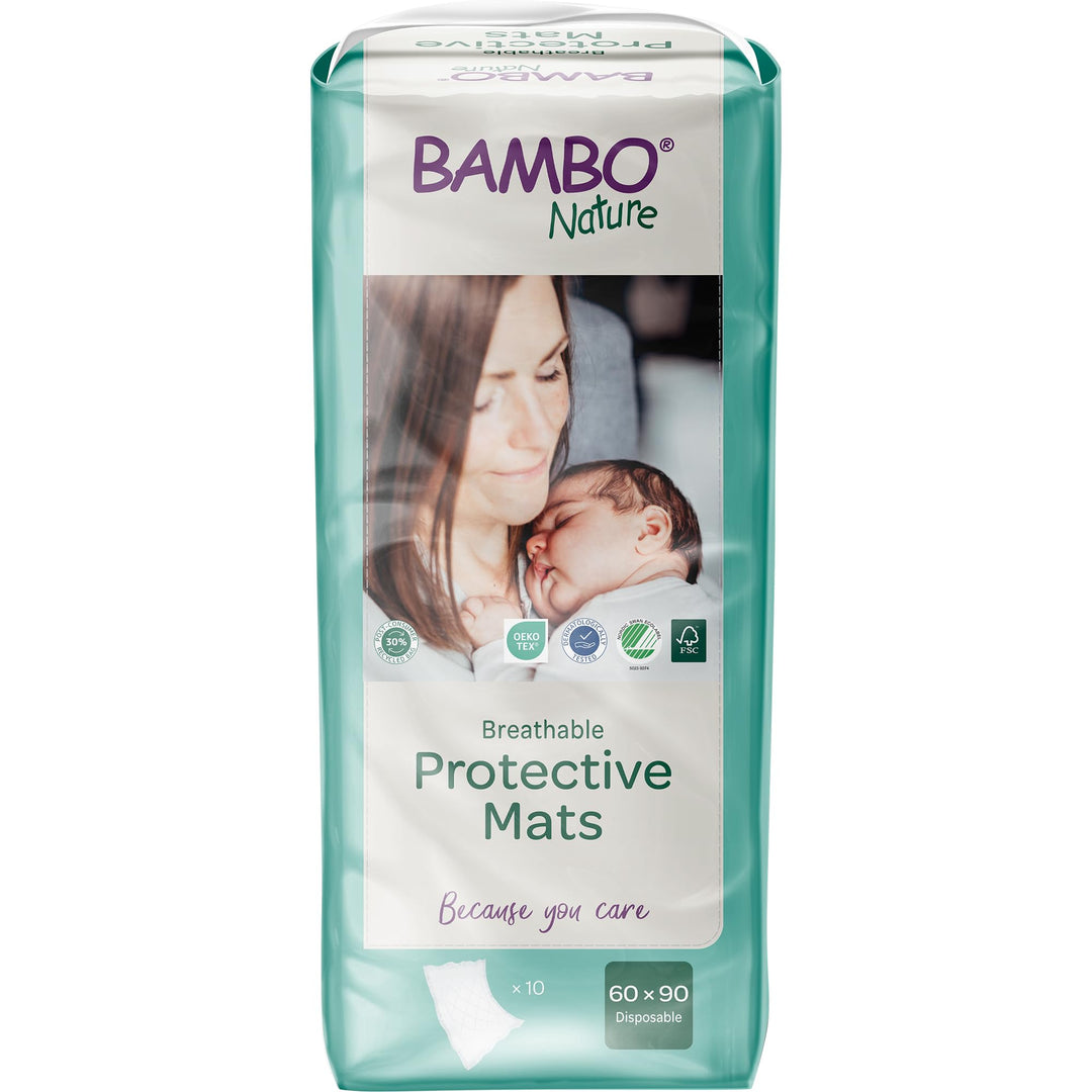 Bambo Nature Baby Einweg Wickelunterlagen 60x90 cm, 10 Stück | Extra Weich &amp; Atmungsaktiv Einmalunte