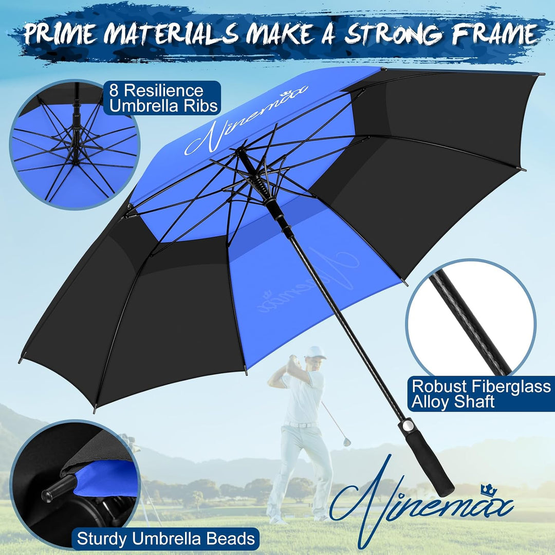NINEMAX Golfschirm Gross 62/68 Inch Golf Regenschirm Sturmfest Automatik Öffnen Golf Regenschirm Dop