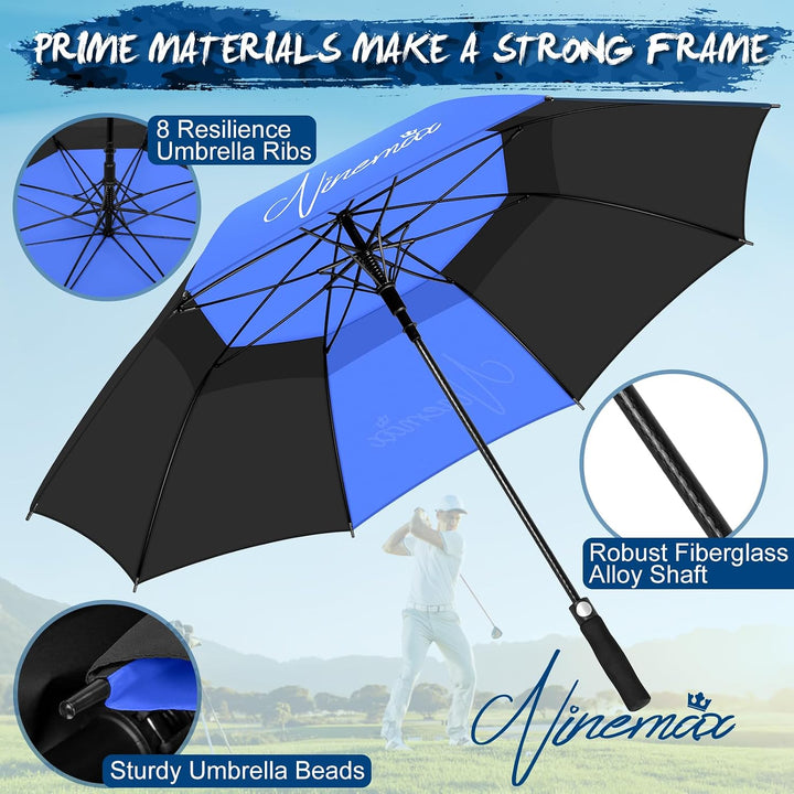 NINEMAX Golfschirm Gross 62/68 Inch Golf Regenschirm Sturmfest Automatik Öffnen Golf Regenschirm Dop