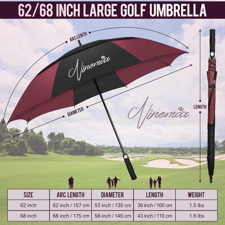 NINEMAX Golf Regenschirm Gross Sturmfest XL/XXL, Grosser Regenschirm Sturmfest Stabil, Golfschirm Gr
