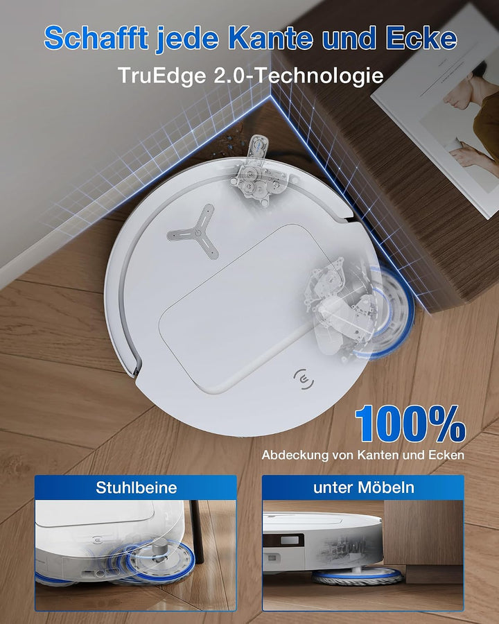 ECOVACS DEEBOT T50 Omni Saugroboter mit Wischfunktion,15.000 Pa, T30 Omni-Upgrade, Ausziehbare Seite