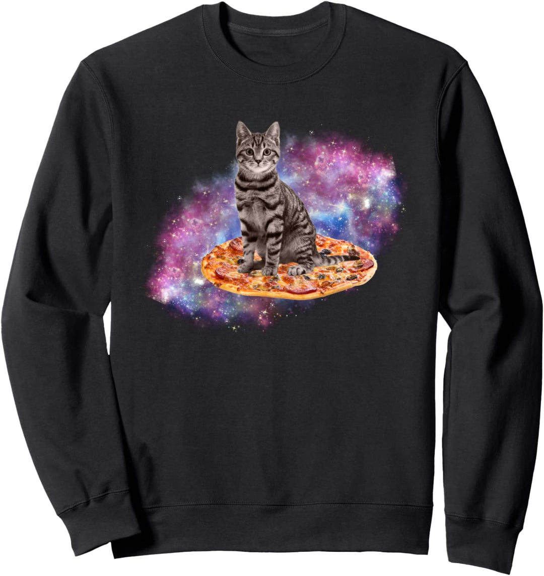 Space Cat und Pizza | Galaxy-Katze mit Pizza im Weltraumstaub Sweatshirt