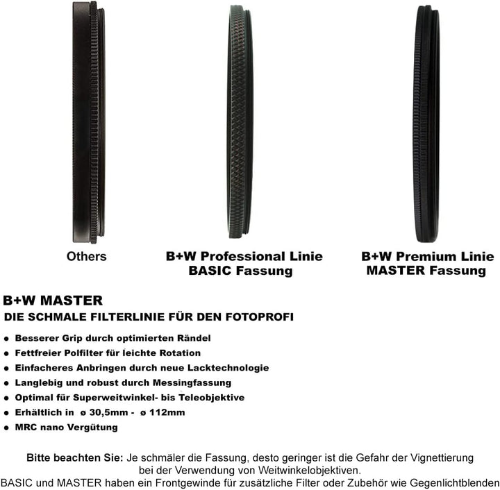 B+W Graufilter ND 3,0 MRC Nano Master 58mm (16x vergütet, Slim, Premium)