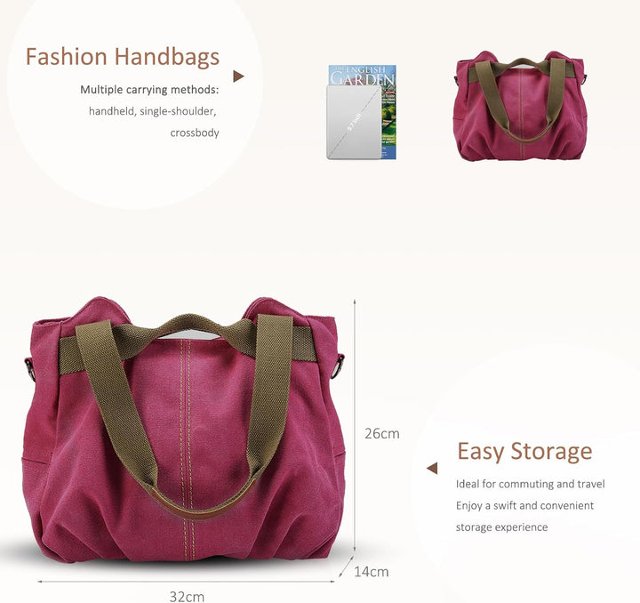 NICOLE &amp; DORIS Canvas Tasche Damen Tragetaschen für Damen Schultertaschen Umhängetasche Leinwand Han