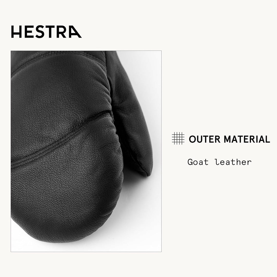 Hestra Winter-Skihandschuhe: Herren und Damen Leder-Box-Fäustlinge für kaltes Wetter Schwarz 8, Schw