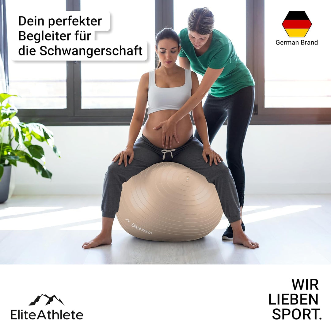 EliteAthlete Gymnastikball Sitzball Büro ergonomisch mit Anti Burst System - Fitness Pilates Schwang