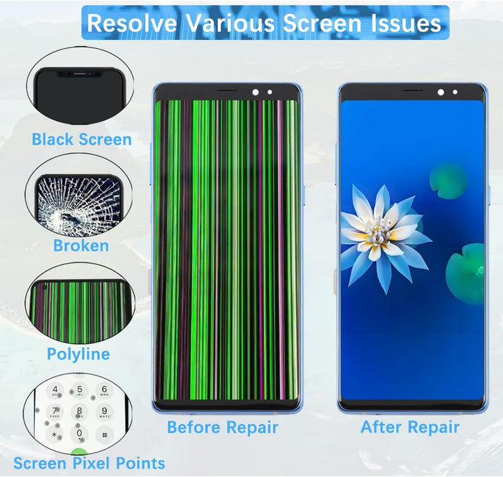 Display Bildschirm für Samsung Note8 TFT Blau mit Rahmen Note8 Blau-Rahmen TFT, Note8 Blau-Rahmen TF