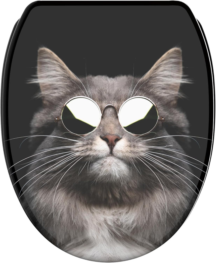 Sanilo WC Sitz mit Absenkautomatik &amp; Quick-Release aus Holz, Cool Cat, Cool Cat