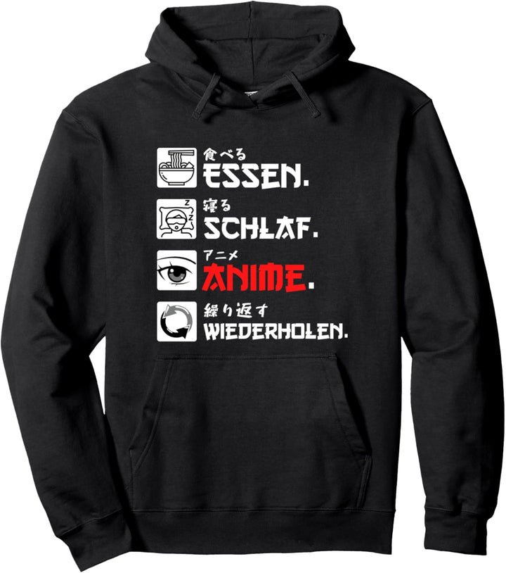 Lustiges Japan Essen Schlaf Anime Wiederholen Anime &amp; Manga Pullover Hoodie