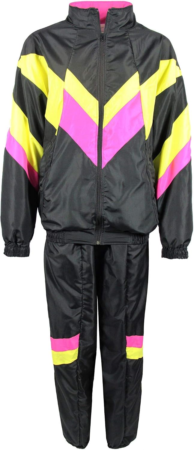 Foxxeo Premium 80er Jahre Kostüm für Herren Damen Trainingsanzug Assianzug Assi Gr. S – XXXXL L Schw