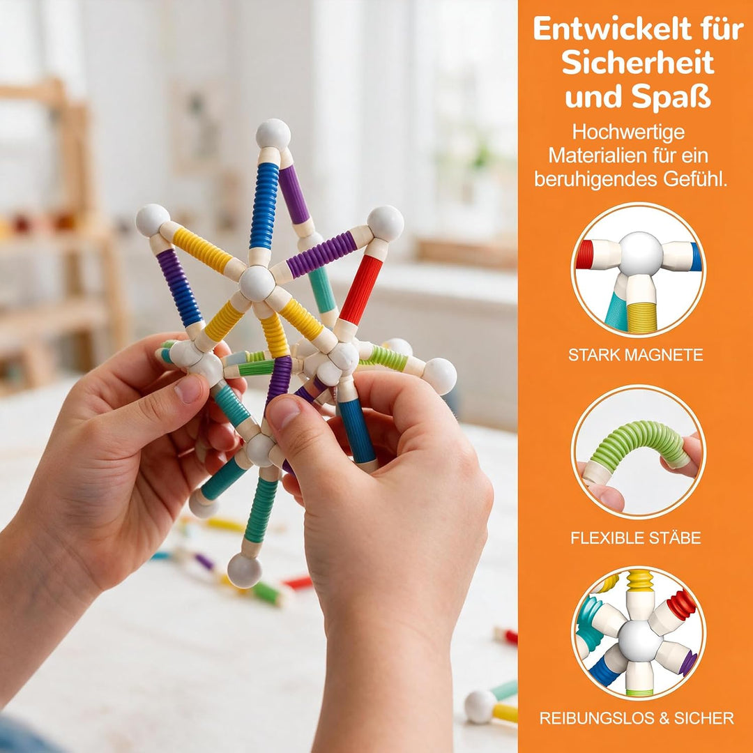Mostop 45PCS Teleskopierbare Flexible Magnetische Baustäbchen