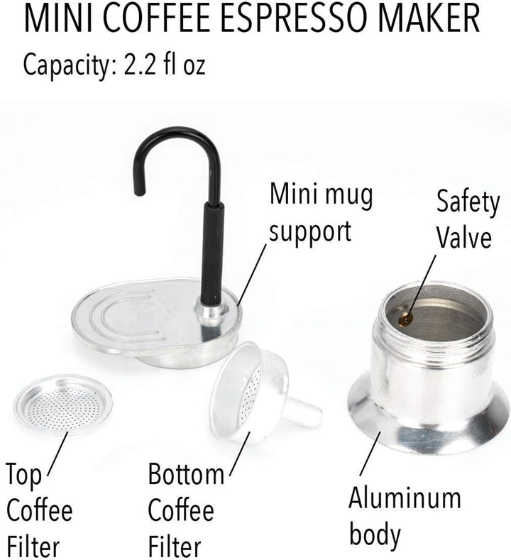 Moka Espressokocher 50 ml Edelstahl 1 Tasse Einrohr