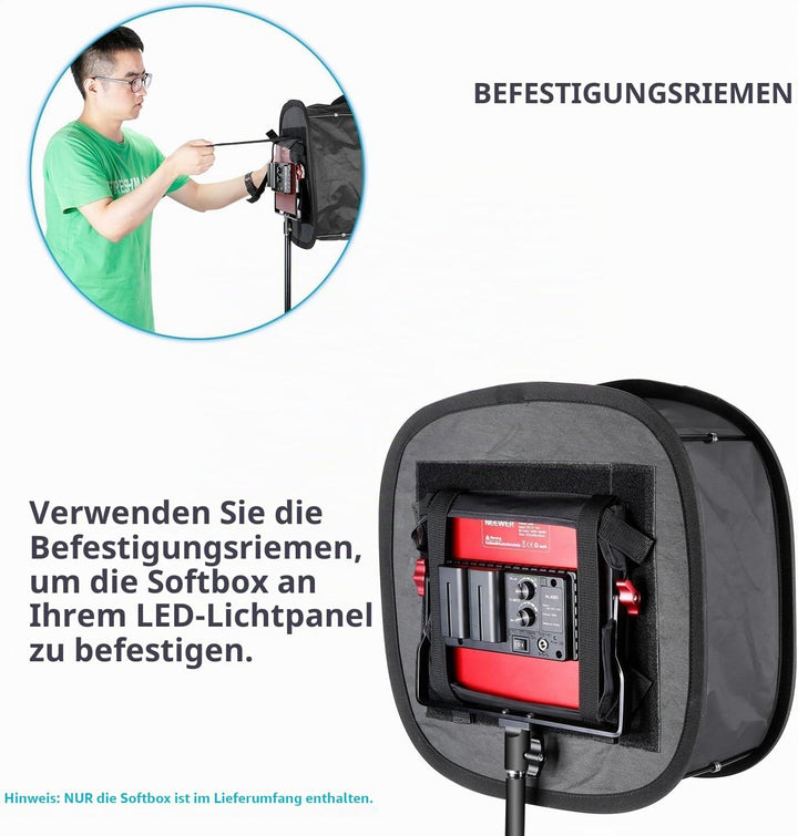 Neewer 2er Pack LED Licht Softbox für 660 LED Panel:9,25x9,25 Zoll Öffnung Faltbarer Lichtdiffusor m