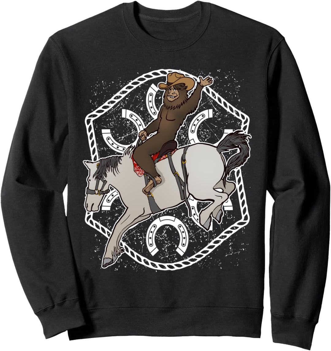 Cowboy Bigfoot auf Pferd Lustiges Geschenk Fun Sweatshirt