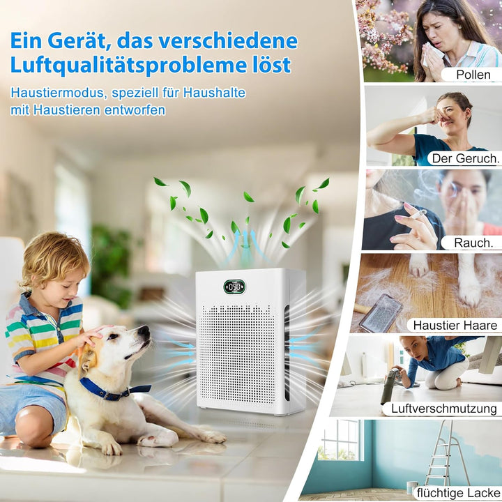 HEPA Luftreiniger,Air Purifier mit App-gesteuert&amp;PM2.5 LED-Anzeige,Schlafmodus bis zu 22 dB,CADR 250