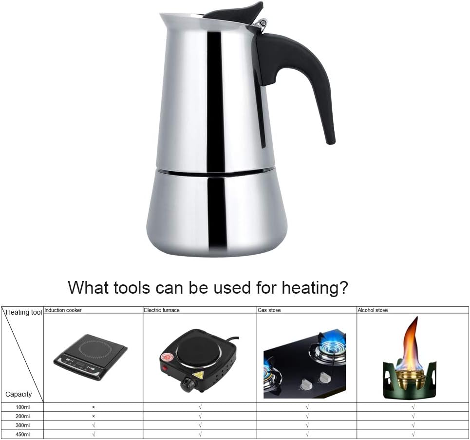 Espressokocher aus Edelstahl, tragbar, ideal für Camping, Reisen 100ml