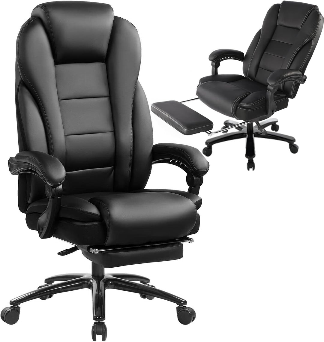 Bosmiller Bürostuhl Chefsessel 210kg, extra breite Sitzfläche mit Fussstütze, Office Chair mit verst