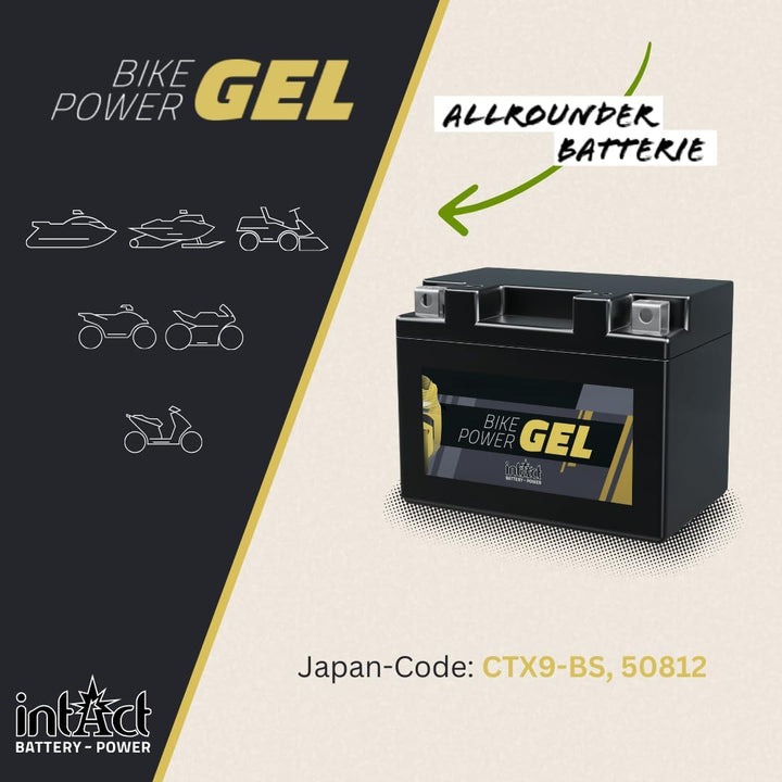 intAct - GEL MOTORRADBATTERIE | Batterie mit +30% Startleistung. Für Roller, Motorrad etc. | Bike-Po