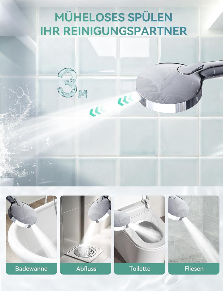 Magichome Filter Duschkopf mit Schlauch, 10 Modi Duschkopf mit Filter Silber, Silber