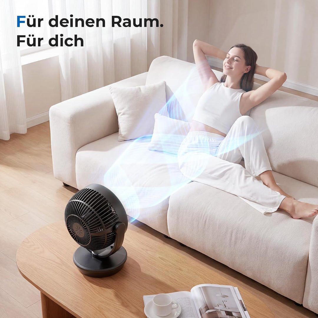 Ateroll Ventilator Leise, Tischventilator, 3D Turbo-Luftzirkulator mit 3 Geschwindigkeitsstufen, 130
