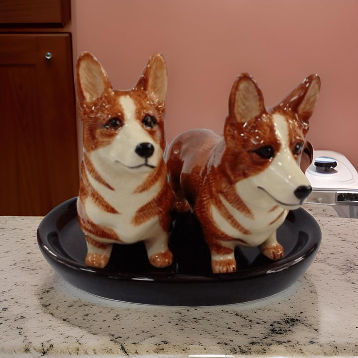 Keramik Salz und Pfefferstreuer Set mit Hundemotiv (Corgi)