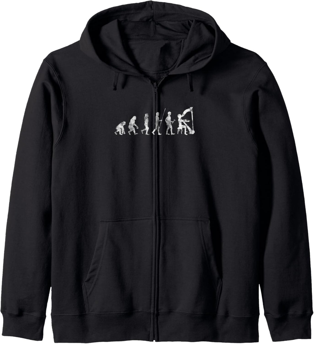 Harfenist Evolution Harfenistin Harfenspieler Harfe Geschenk Kapuzenjacke