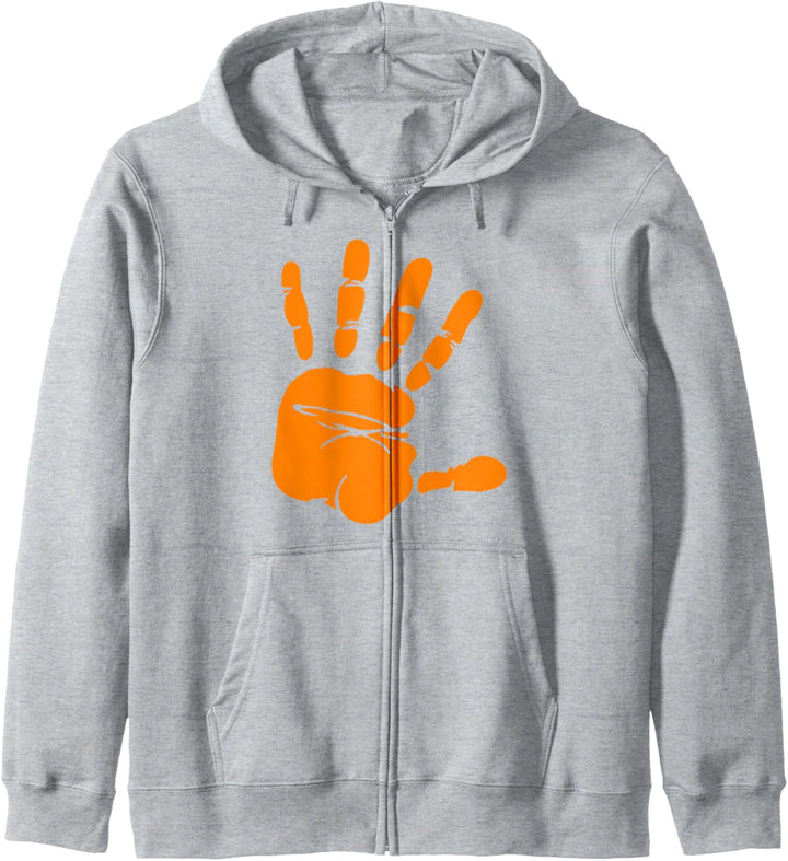 Orange Handabdruck Kapuzenjacke