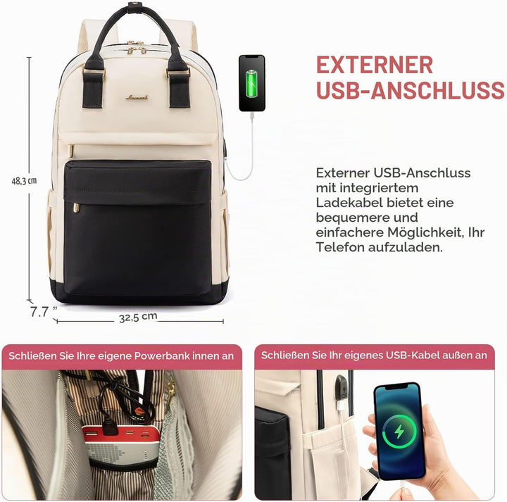LOVEVOOK 17 Zoll Laptop Rucksack Schulrucksack Mädchen Teenager Rucksack Damen mit Laptopfach, Wasse