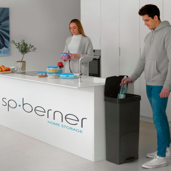 Müll- oder Recyclingbehälter 70L, VERTIKAL, 2 Fächer, Abfallbehälter, 76 cm, einfache Handhabung