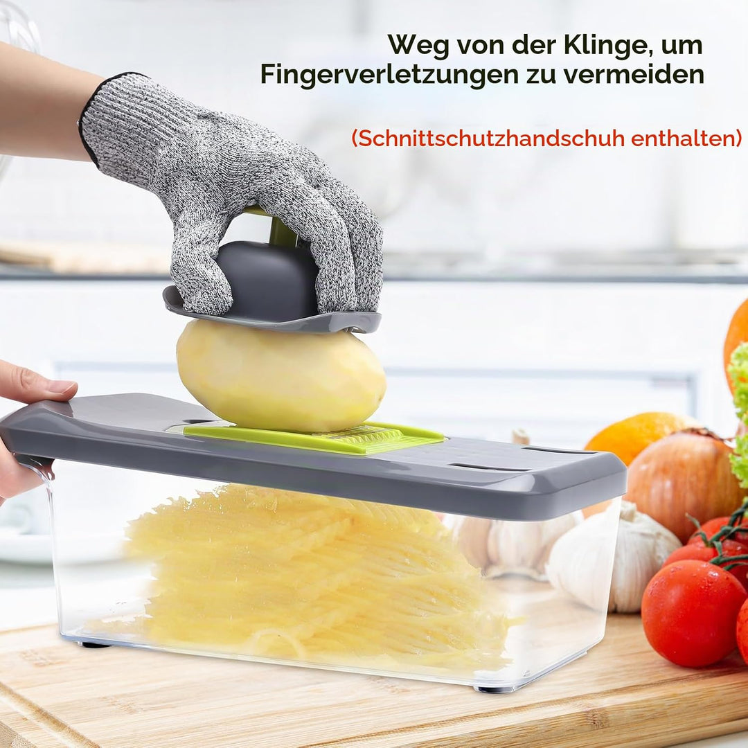 Gemüseschneider Manuell Mandoline Gemüsehobel mit 6 Klingen &amp; 3.3L Container - Professioneller Gemüs