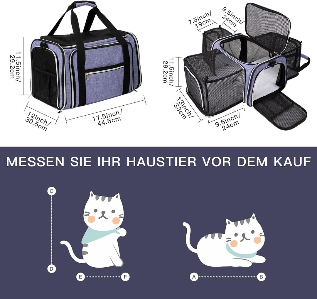 BAGLHER Tragetasche für Katzen, von Fluggesellschaften zugelassen, weiche Seite, Haustier-Reise, 5 S