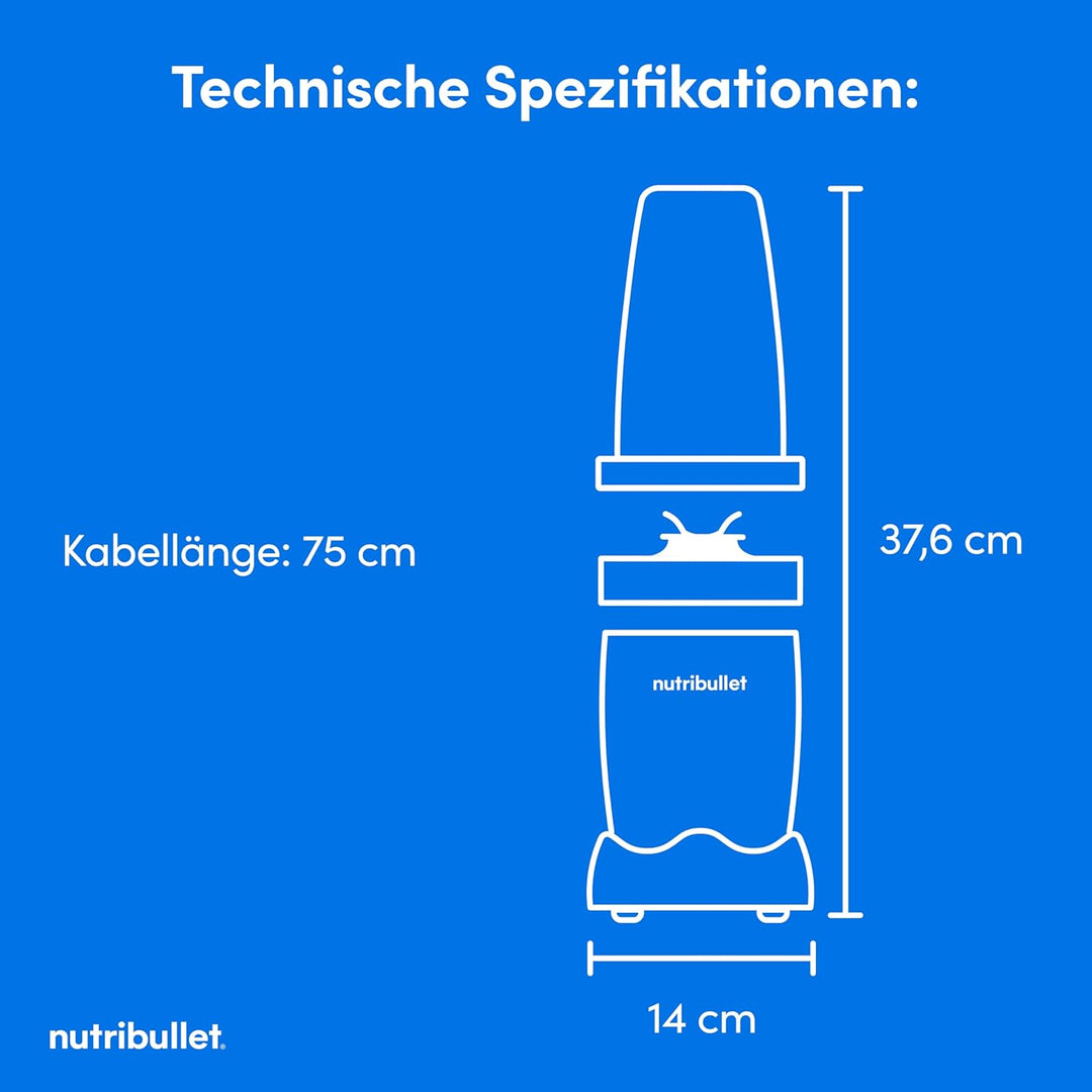 Nutribullet Pro 900 Smoothie Maker, Multifunktions-, Obst- &amp; Gemüsemixer, kompaktes Design, einfache