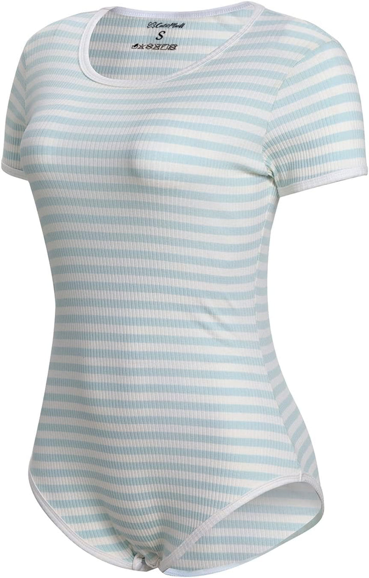 CutiePlusU Baumwolle Knopf im Schritt Bodysuit Onesie Pyjamas Strampler Classics Stripe, M Gr&amp;