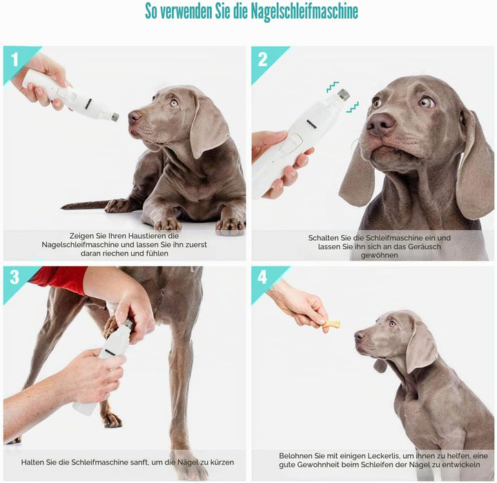 WWVVPET Krallenschleifer für Hunde Katzen mit Licht und 2 Rädern Weiss mit LED -Licht, Weiss mit LED