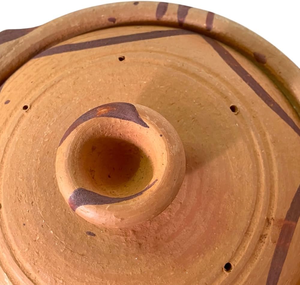 Marokkanische Berber-Tajine aus Terrakotta, 27 x 24,5 x 16 cm, traditioneller handgefertigter Topf,