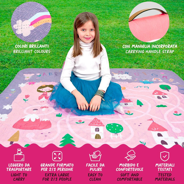Lustig Picknickdecke Wasserdicht Faltbar für Kinder - Prinzessinnen Schloss Outdoor Camping Decke Mä