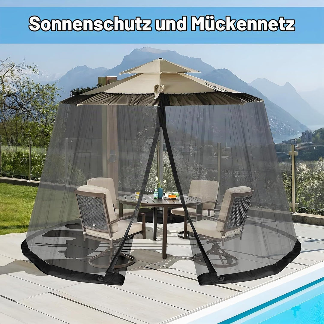 LALAGO Moskitonetz für Sonnenschirme, 335 * 240 cm Schirmmückennetz Terrassenschirm-Netz, A