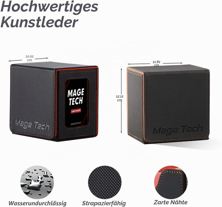 Mage Tech Card Deck Box für MTG Commander - Patentiertes Design, Commander Display, als Deckhalter,