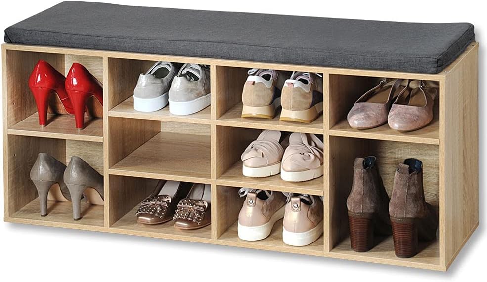 Kesper Schuhschrank mit Sitzkissen, Material: Faserplatte, Masse: B103,5 x H48 cm x L29,5 cm, Farbe: